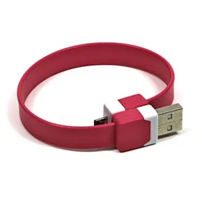 USB Kabel (2.0), USB A M - microUSB M, 0.25m, rosige, Logo, Blister, Armband